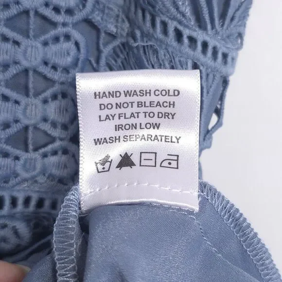 Lovers + Friends NWOT Mini Dress MEDIUM Dusty Blue Tinsley Lace Sleeveless SEXY - Picture 12 of 15